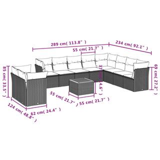 VidaXL set divano da giardino Polirattan  