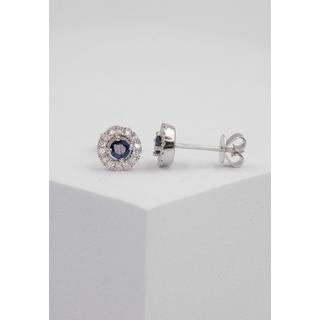 MUAU Schmuck  Ohrstecker Weissgold 750 Saphir 0.34ct.  Diamant 0.168ct. 
