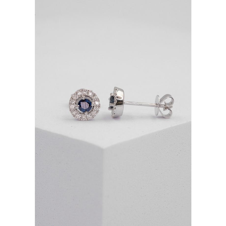 MUAU Schmuck  Ohrstecker Weissgold 750 Saphir 0.34ct.  Diamant 0.168ct. 