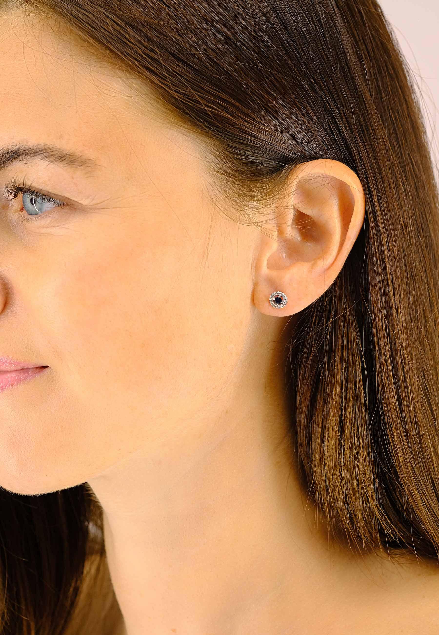 MUAU Schmuck  Ohrstecker Weissgold 750 Saphir 0.34ct.  Diamant 0.168ct. 