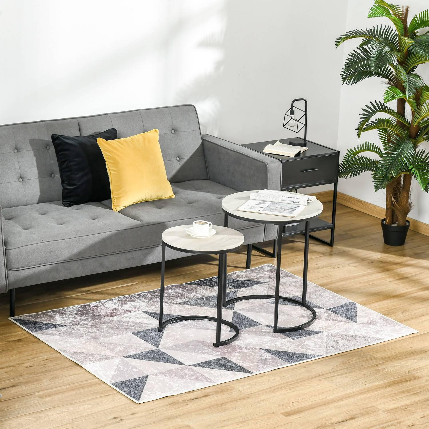 Northio Tapis Moderne 170 X 120 Cm Design Tendance Aux Formes Géométriques, Revêtement Polaire, Pour Salon, Cuisine, Gris+Noir+Blanc  