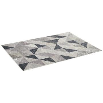 Moderner Teppich 170 X 120 Cm Trenddesign Mit Geometrischen Formen, Vliesbeschichtung, Für Wohnzimmer Küche, Grau+Schwarz+Weiß