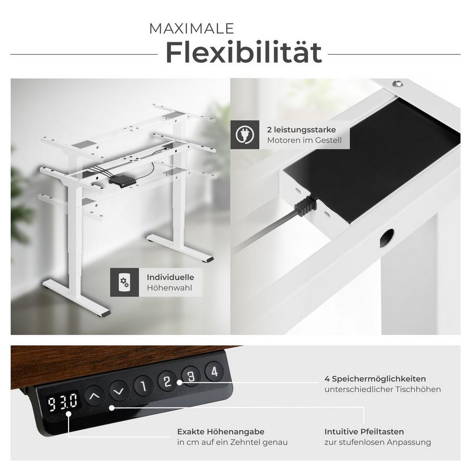 Tectake Bureau assis debout TWAIN avec réglage électrique de la hauteur  