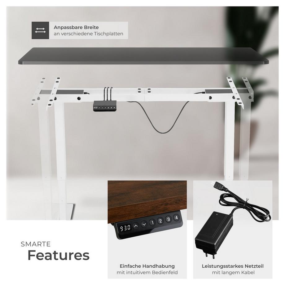 Tectake Bureau assis debout TWAIN avec réglage électrique de la hauteur  