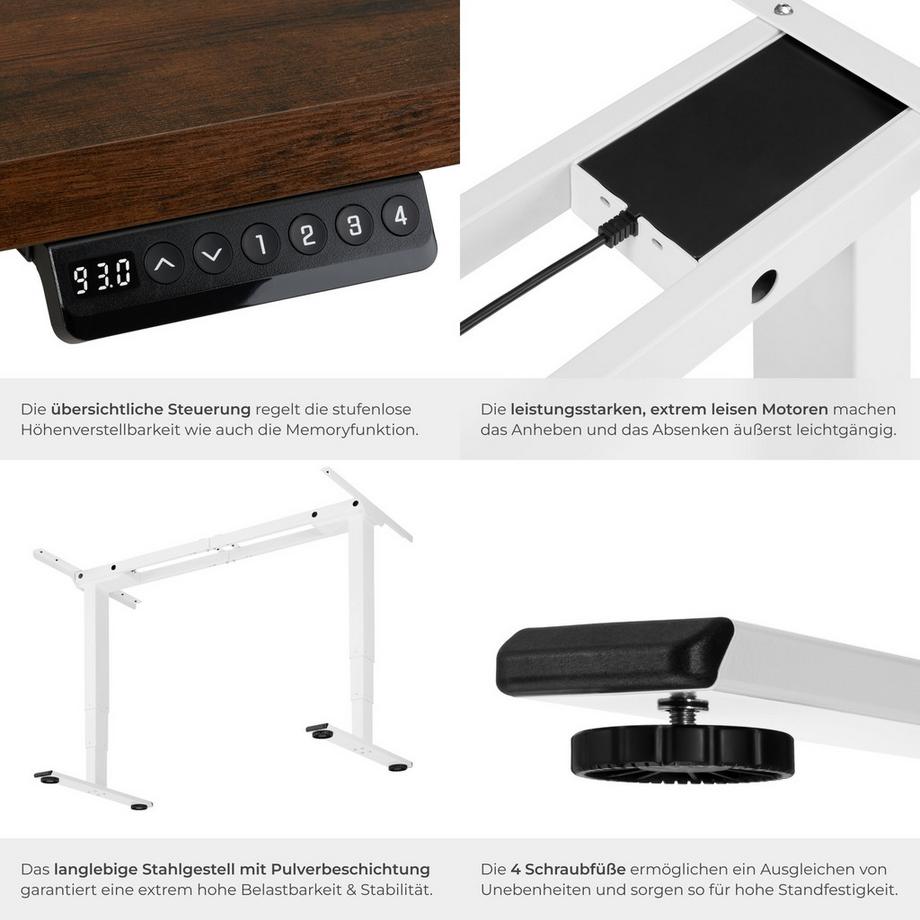 Tectake Bureau assis debout TWAIN avec réglage électrique de la hauteur  