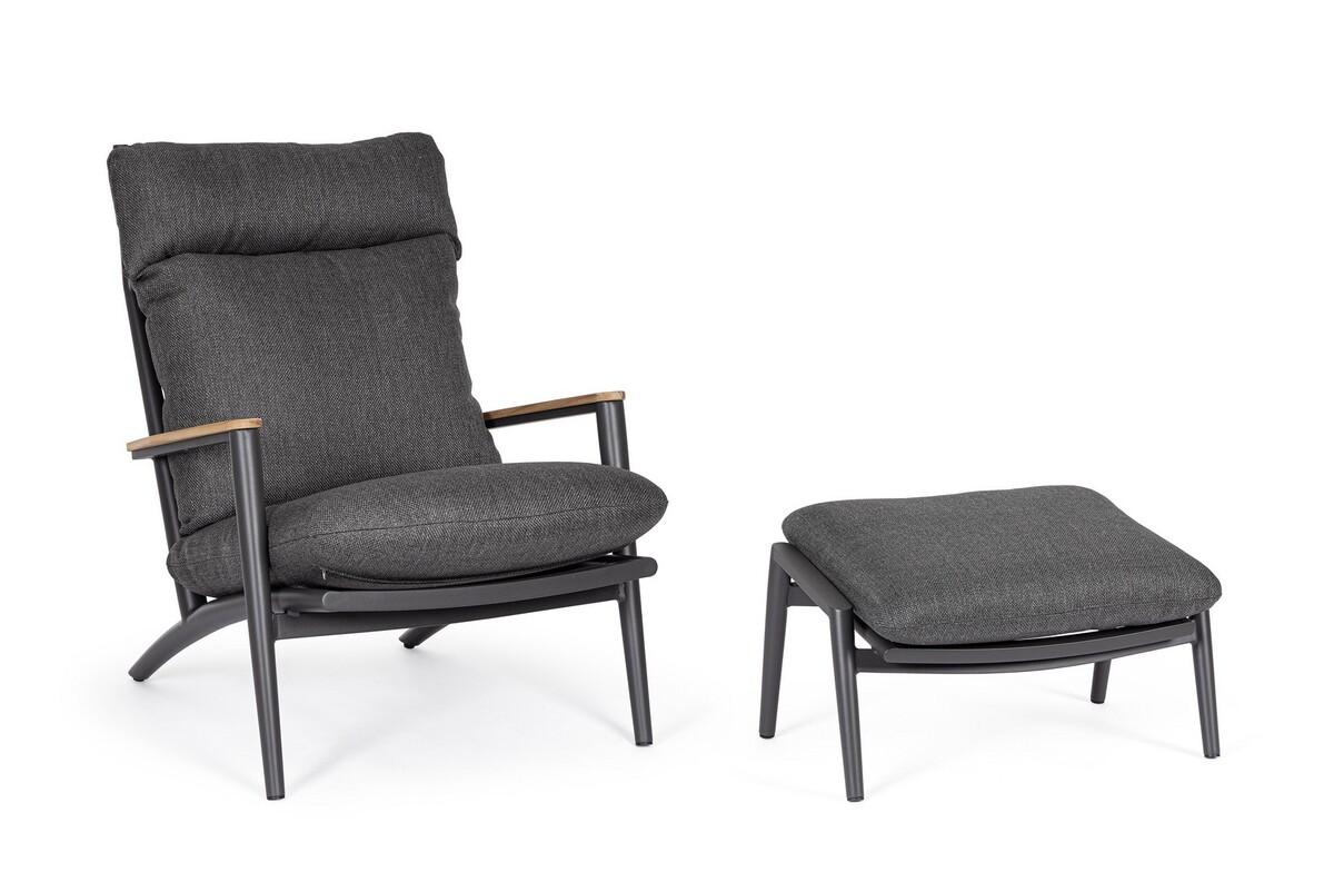 mutoni Fauteuil-salon Hibiscus anthracite (lot de 2)  