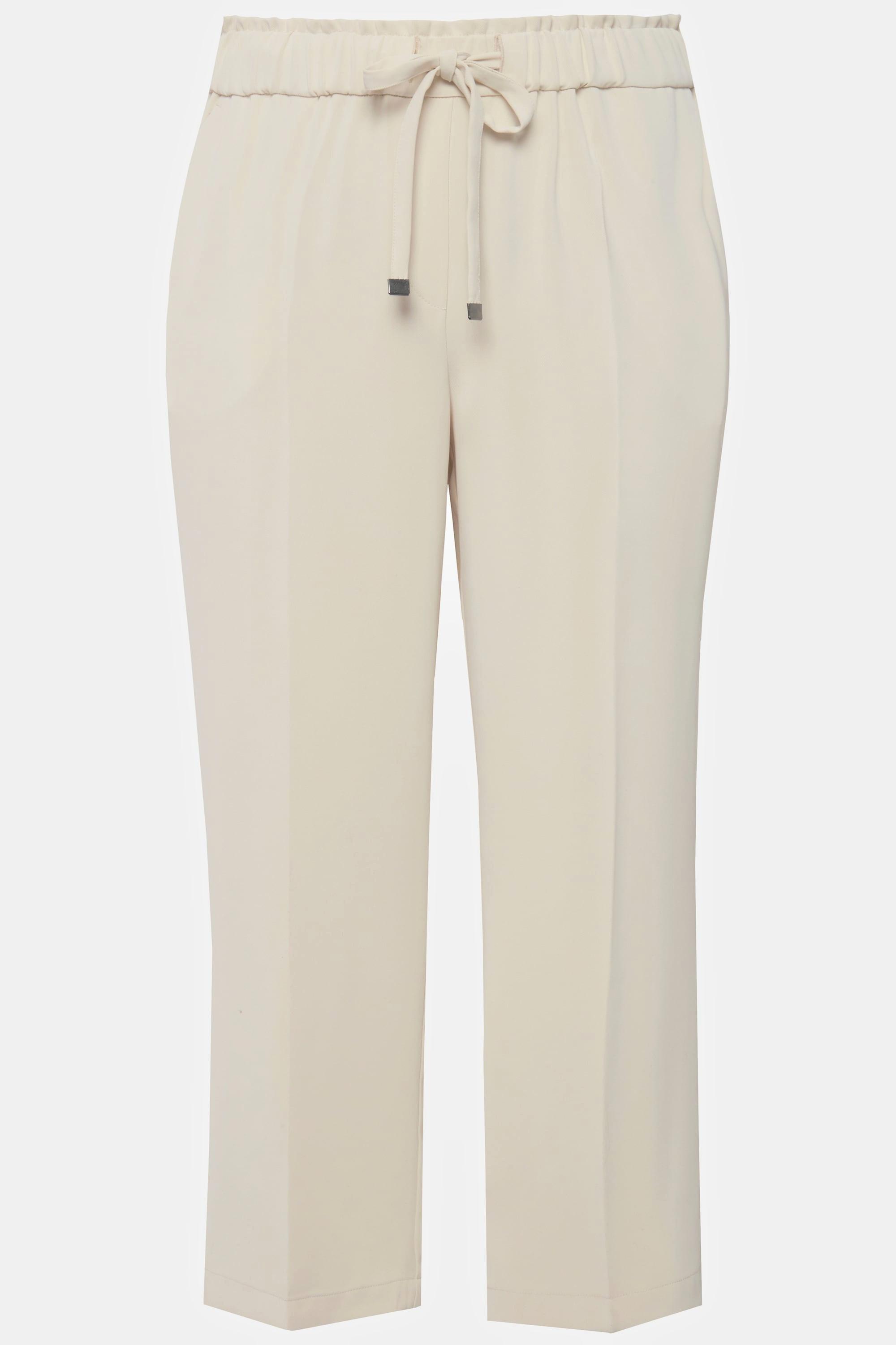 Ulla Popken  Pantalon 7/8 à taille élastique, cordon de serrage et pinces 