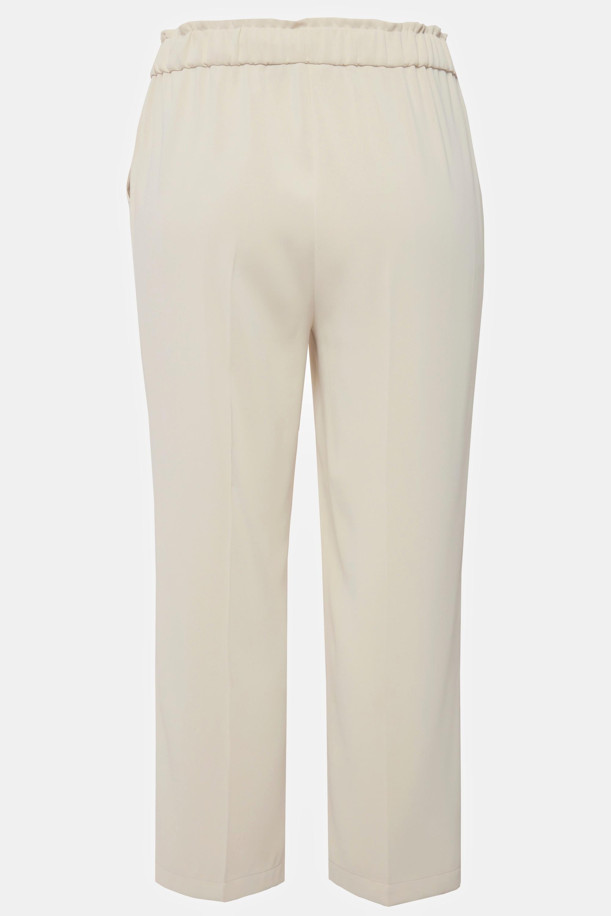 Ulla Popken  Pantalon 7/8 à taille élastique, cordon de serrage et pinces 