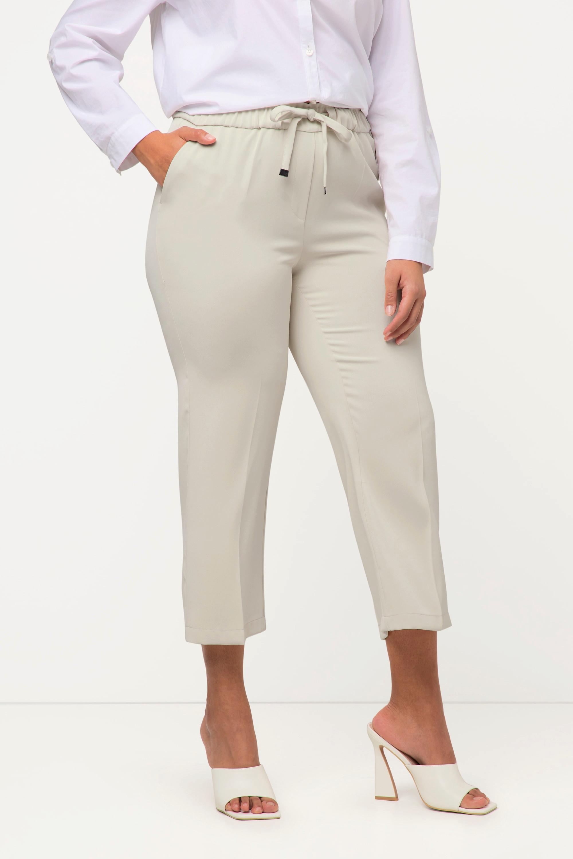 Ulla Popken  Pantalon 7/8 à taille élastique, cordon de serrage et pinces 