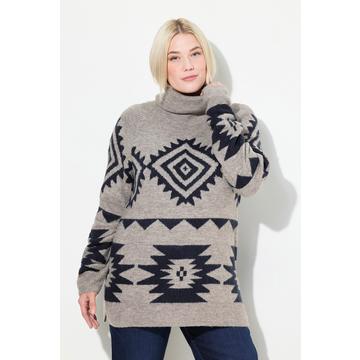 Maglione dolcevita con design grafico e maniche lunghe