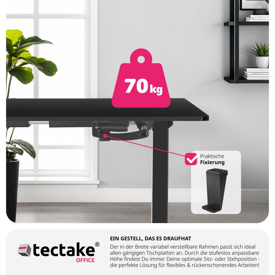 Tectake Cadre de bureau IDUN réglable en hauteur en continu avec manivelle  
