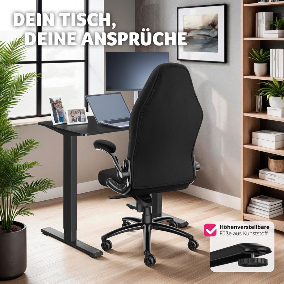 Tectake Cadre de bureau IDUN réglable en hauteur en continu avec manivelle  