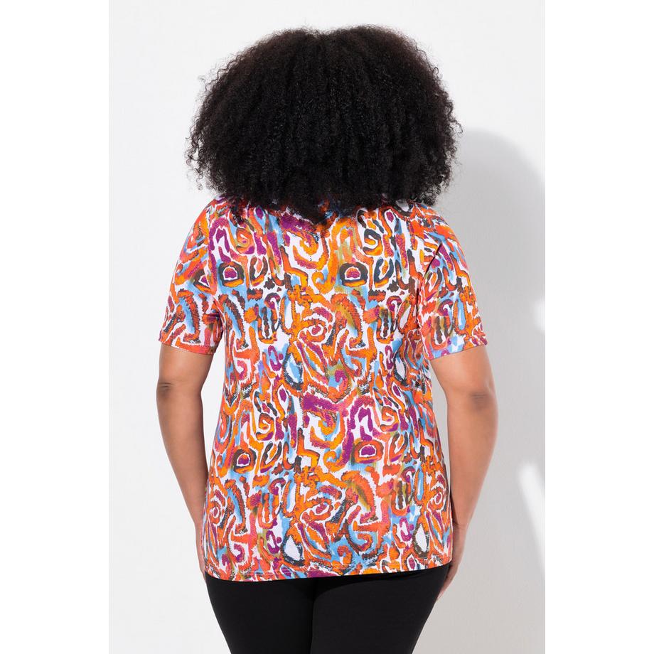 Ulla Popken A-Linie V-Ausschnitt Halbarm Longshirt  