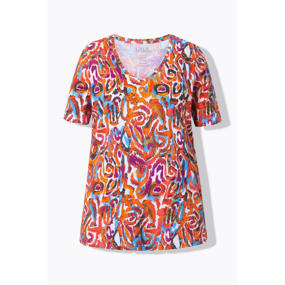 Ulla Popken A-Linie V-Ausschnitt Halbarm Longshirt  