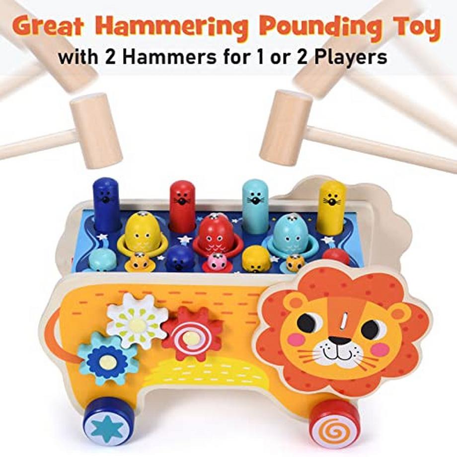 Activity-board  7-in-1 Holzklopfspiel Klopfbank Angelspiel Hammerspiel Holzspielzeug Xylophon Uhr Kinderspielzeug Motorikspielzeug Lernspielzeug 