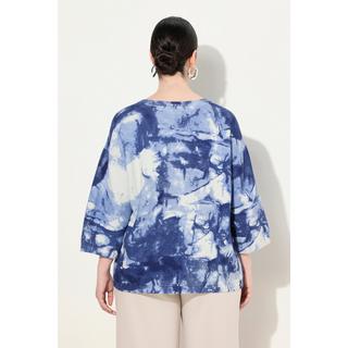 Ulla Popken Pull Motif Batik Pierres Fantaisie Col en V Manches 3/4  