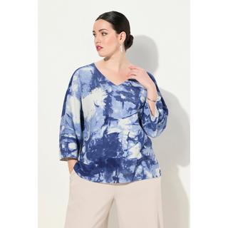 Ulla Popken Pull Motif Batik Pierres Fantaisie Col en V Manches 3/4  