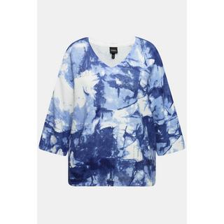 Ulla Popken Pull Motif Batik Pierres Fantaisie Col en V Manches 3/4  