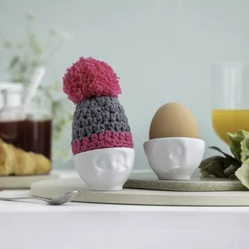 Coquetier bonnet gris/magenta