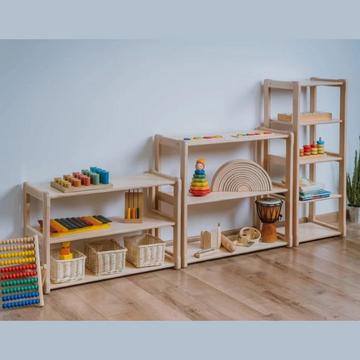 Set d'étagères Montessori, chambre d'enfant, ambiance Montessori - Couleur naturelle