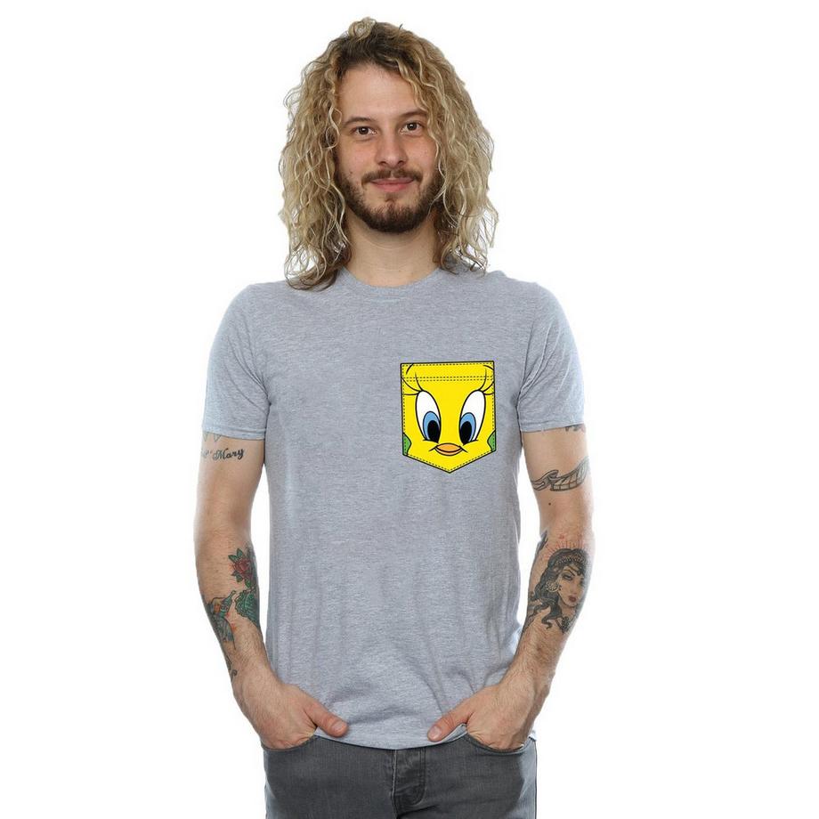 LOONEY TUNES Tweety Pie Face Faux Pocket T-Shirt  
