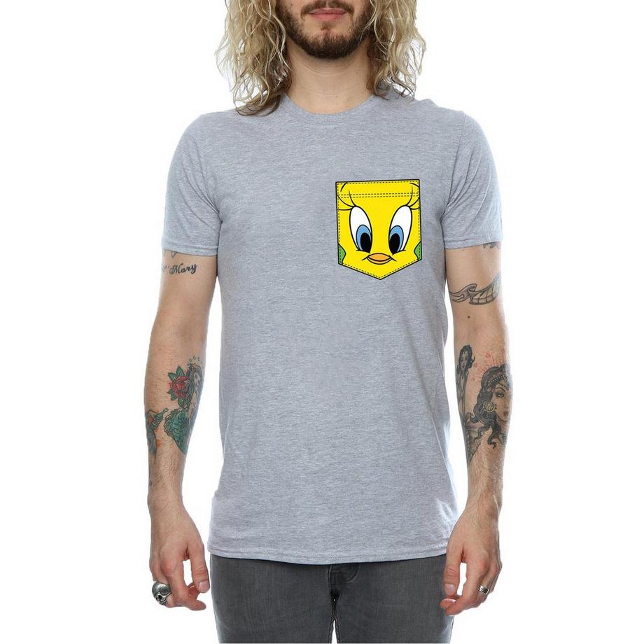 LOONEY TUNES Tweety Pie Face Faux Pocket T-Shirt  