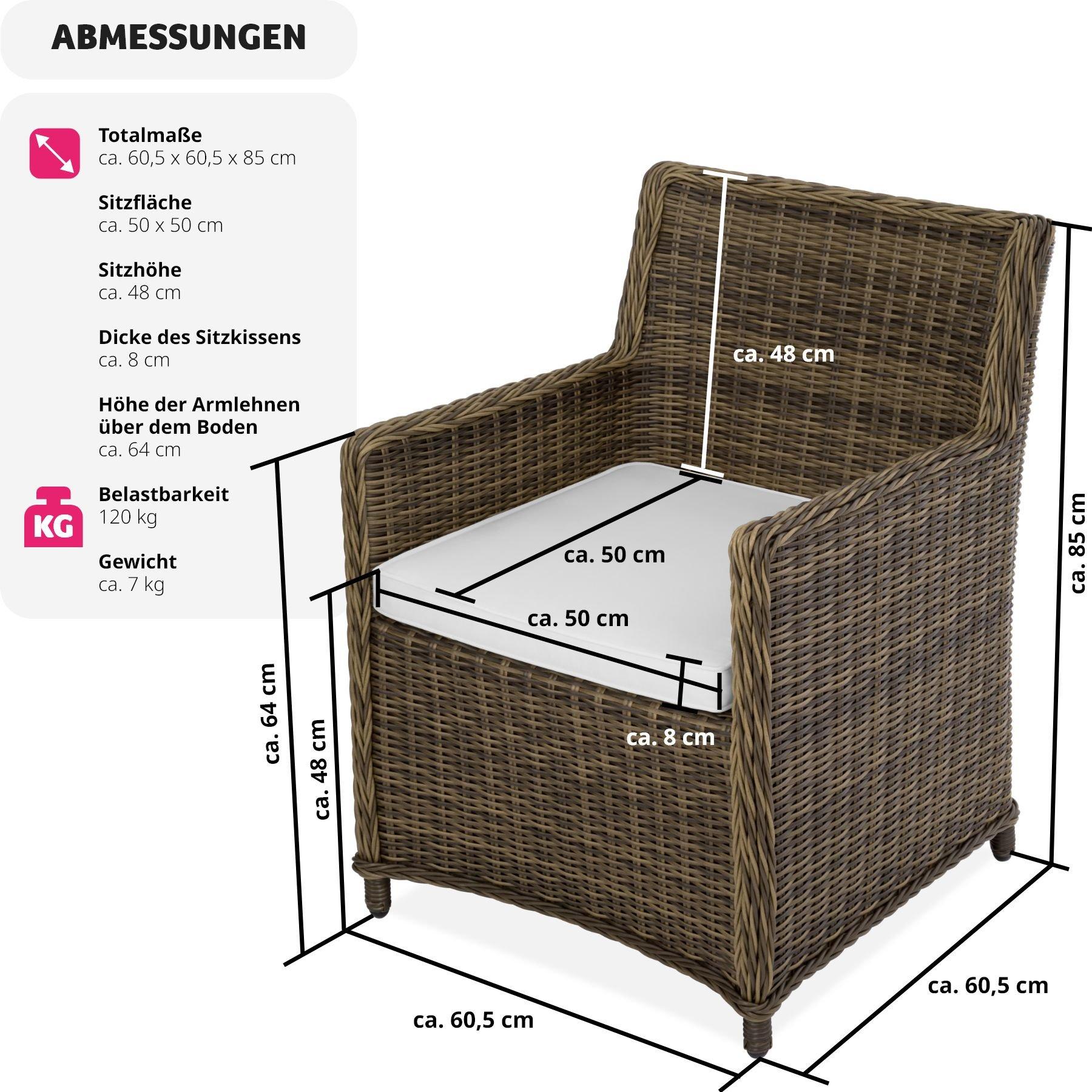 Tectake 2er Set Rattanstuhl Saint Tropez  