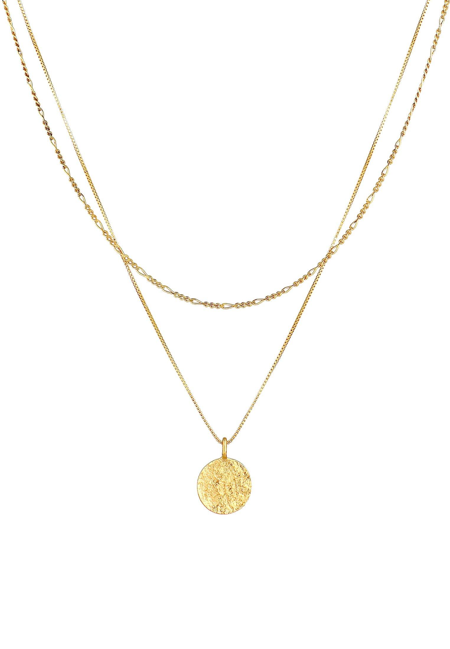 Kuzzoi  Collier Herren Layer Figaro Venezianer Plättchen 925 Silber 