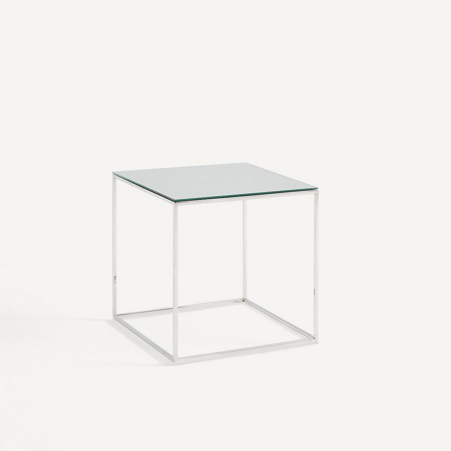 Spiegel-Beistelltisch aus verchromtem Metall