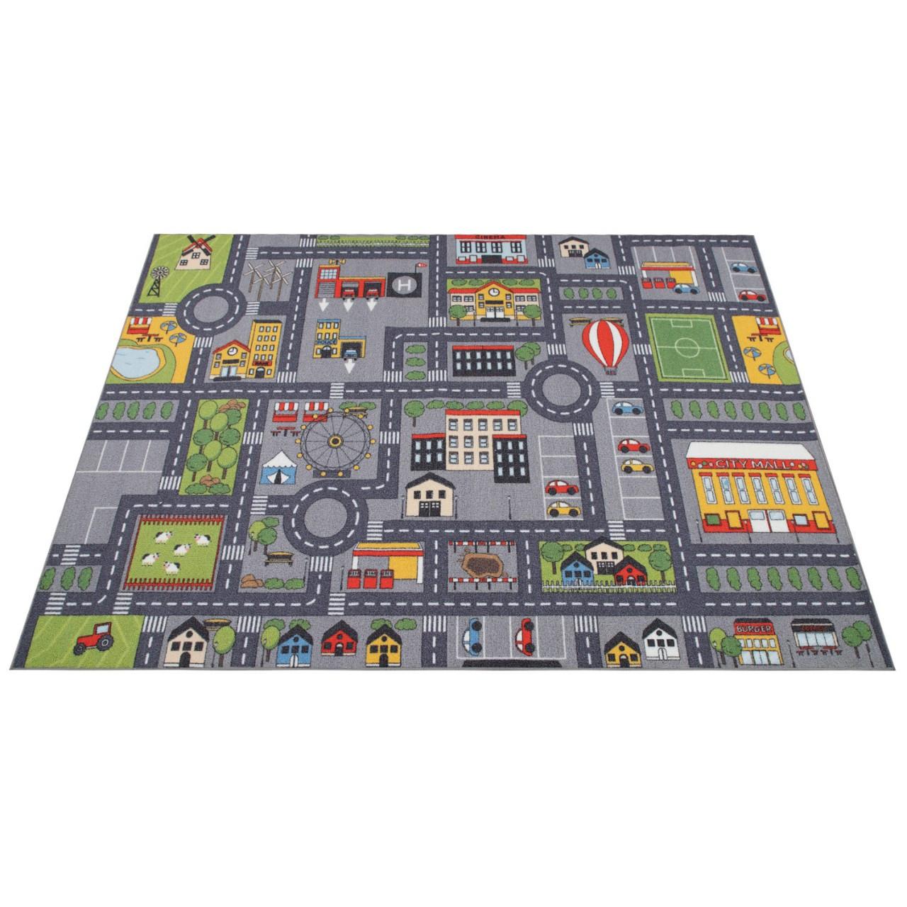 Paco Home Carpet de tapis pour enfants voiture de chambre jouer au tapis  