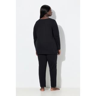 Ulla Popken Pigiama Pizzo Bottoni Scollo a V Maniche Lunghe  