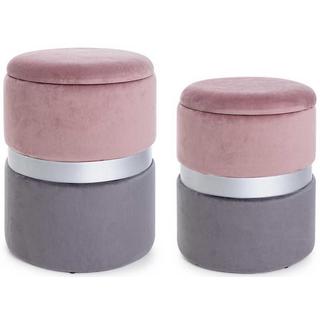 mutoni Sgabello Polina rosa-grigio con vano contenitore (set di 2)  