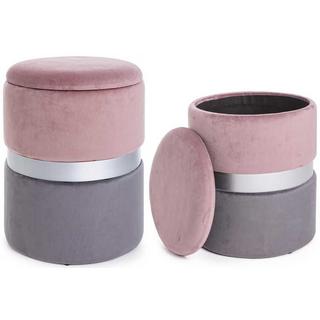 mutoni Sgabello Polina rosa-grigio con vano contenitore (set di 2)  