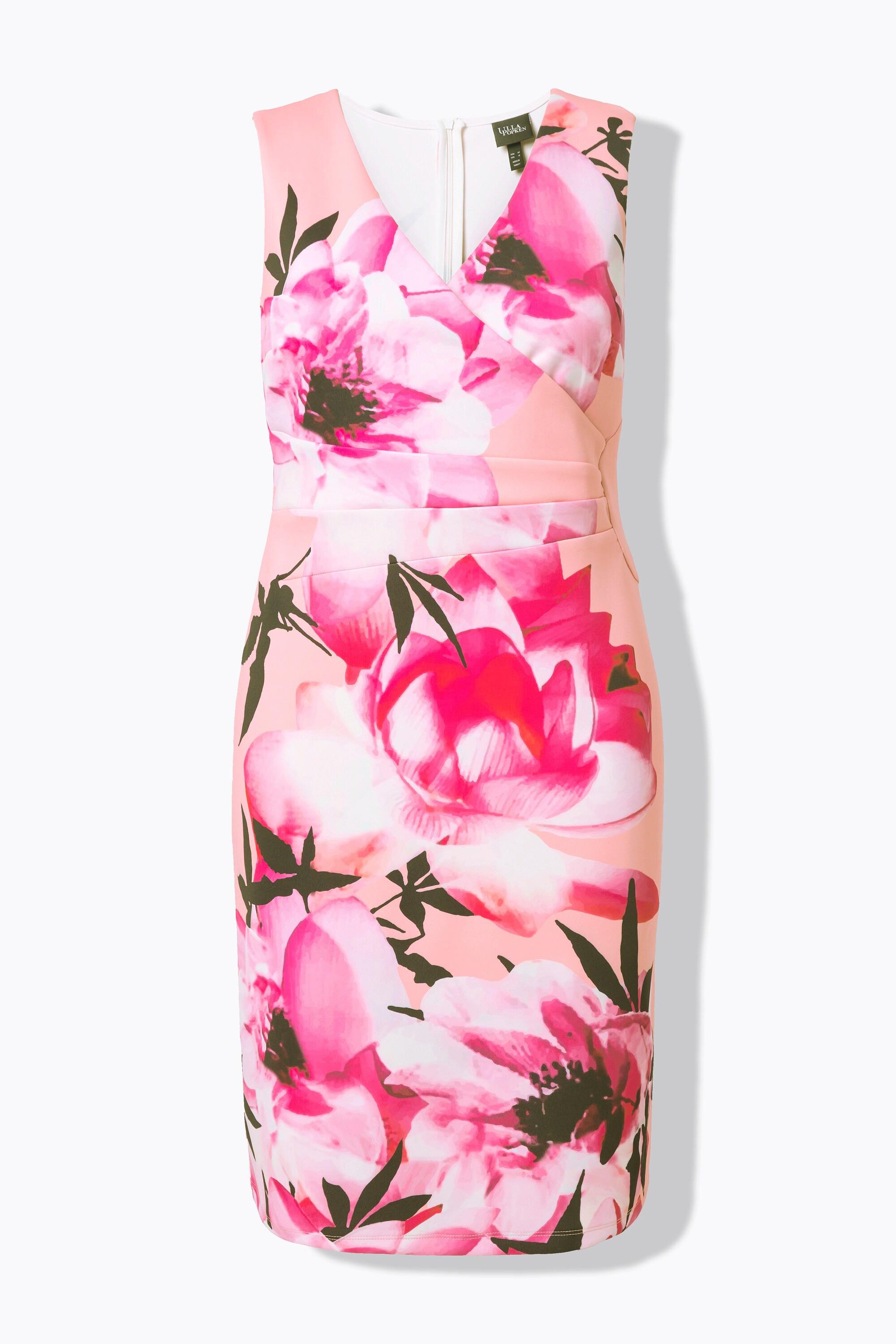 Ulla Popken Abito Scuba Senza Maniche Floreale Drapé  