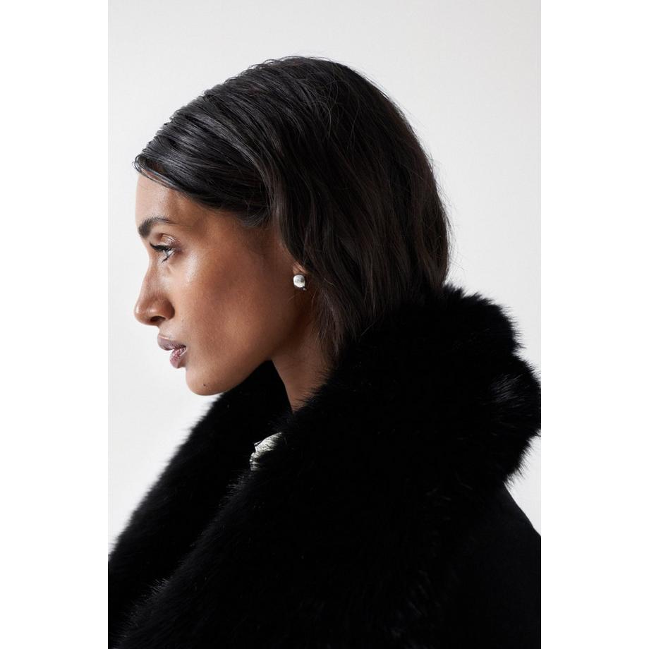 Salsa Wollmantel mit Pelzkragen  