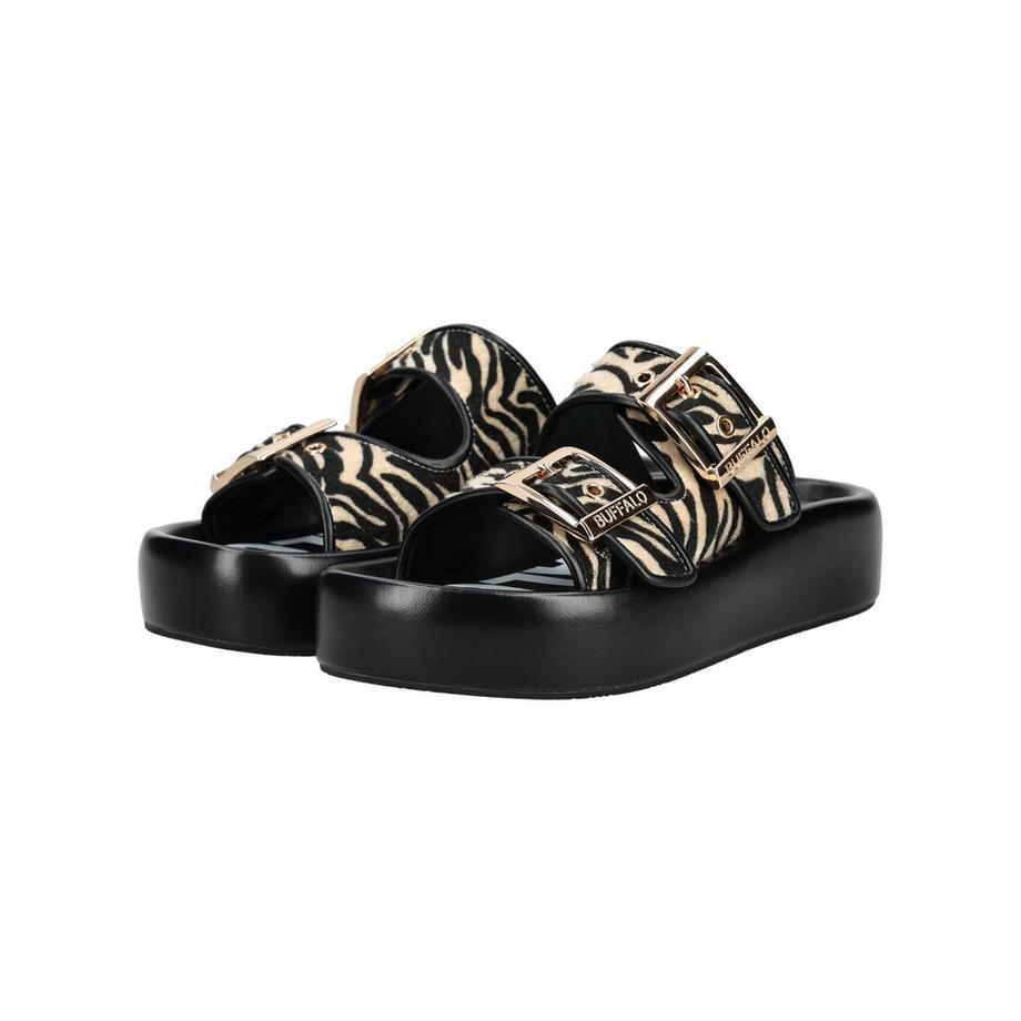 Buffalo Zebra-Print-Schlappen mit Schnallen  