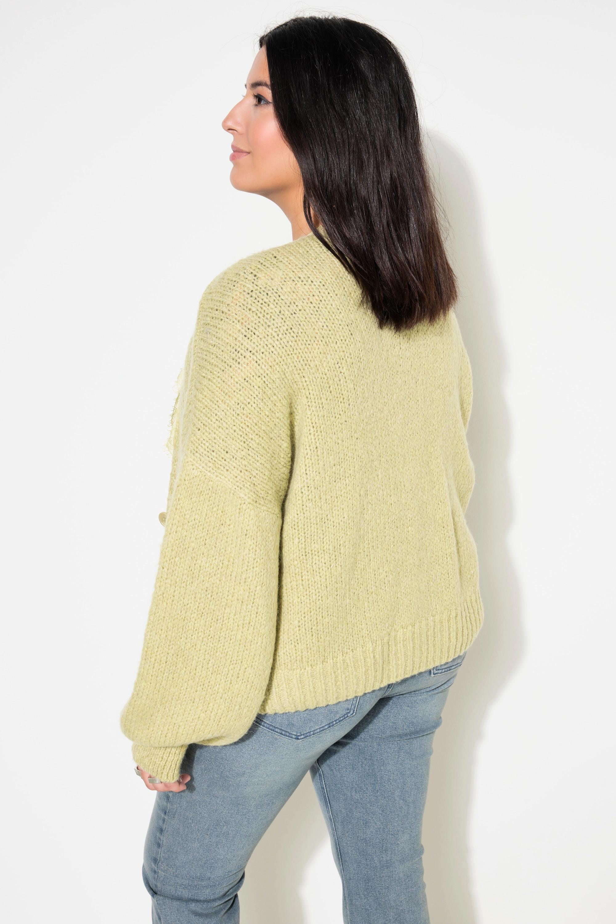 Studio Untold  Cardigan oversize, bordure en dentelle, manches longues 