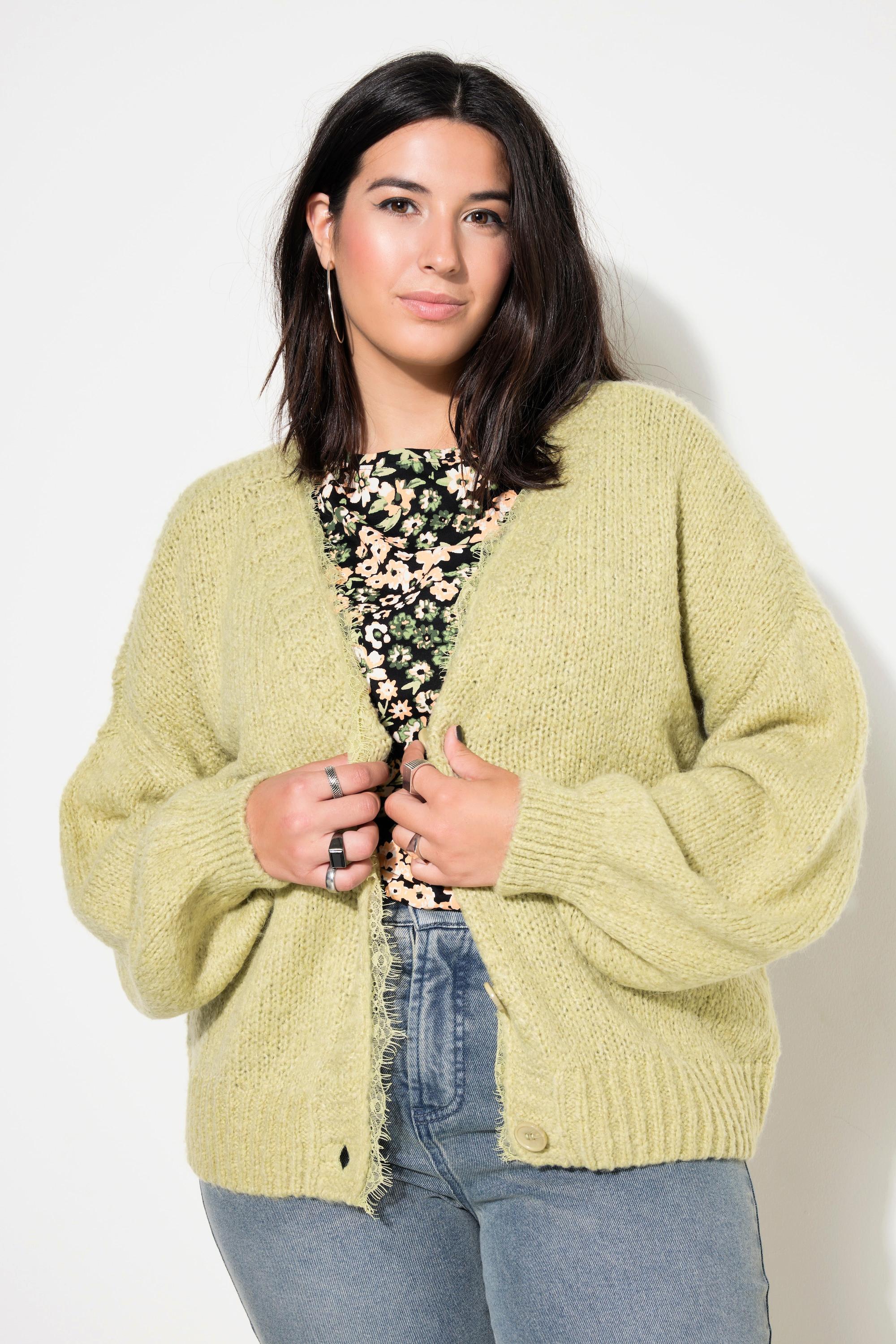 Studio Untold  Cardigan dal taglio oversize con orli di pizzo e maniche lunghe 