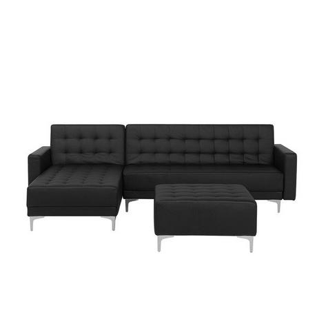 Beliani Ecksofa mit Ottomane aus Kunstleder Modern ABERDEEN  