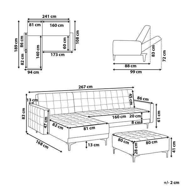 Beliani Ecksofa mit Ottomane aus Kunstleder Modern ABERDEEN  