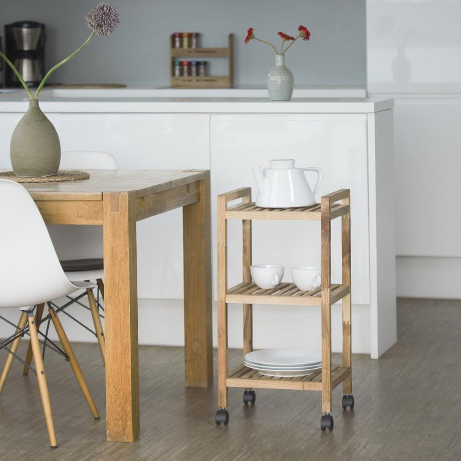 B2X Badezimmerregal mit Rollen Holz  