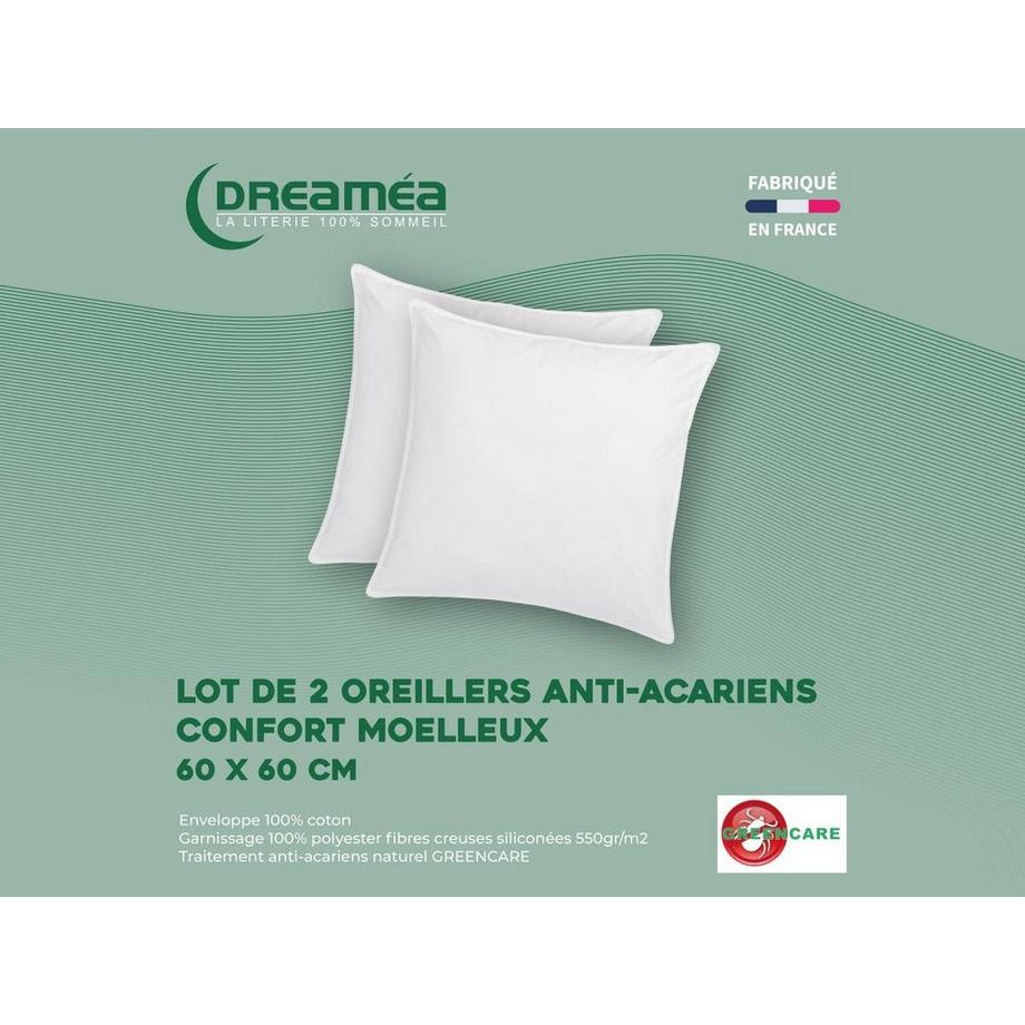 Vente-unique  Set Bettdecke temperiert 220 x 240 cm + 2 Kopfkissen 60 x 60 cm - Milbenabweisend - AZYLIA 