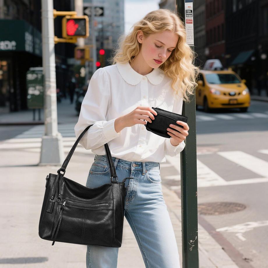 Only-bags.store 2-teiliges Handtaschen Set mit Umhängetasche und Geldbörse  