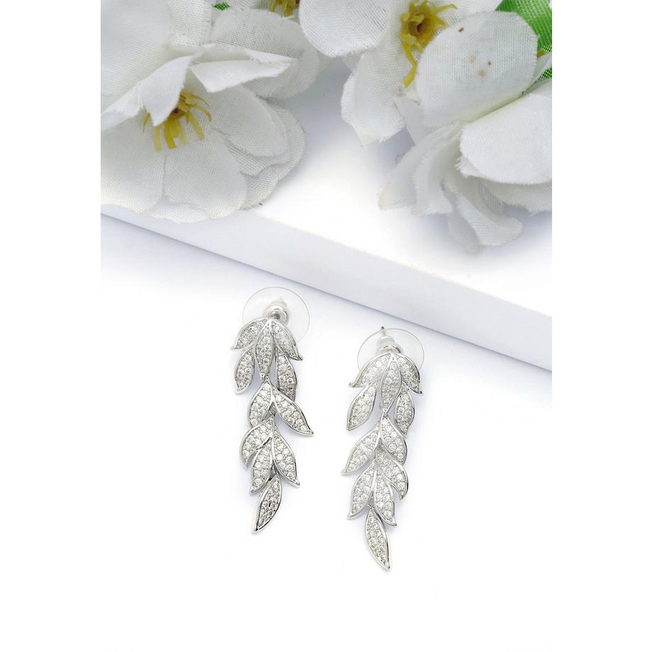 AVANT-GARDE PARIS  Silberne Blattreiche Kaskaden-Hängeohrringe 
