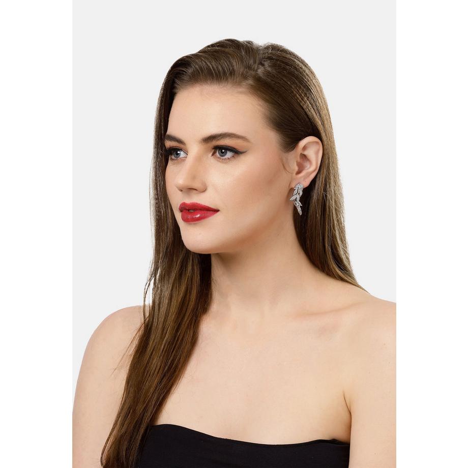 AVANT-GARDE PARIS  Silberne Blattreiche Kaskaden-Hängeohrringe 