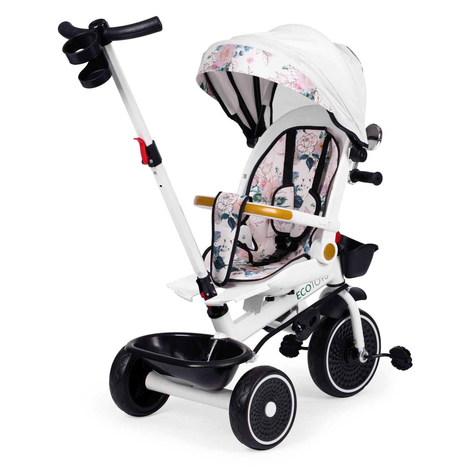Northix  Poussette tricycle pour enfants avec siège pivotant, poignée de poussée et auvent 
