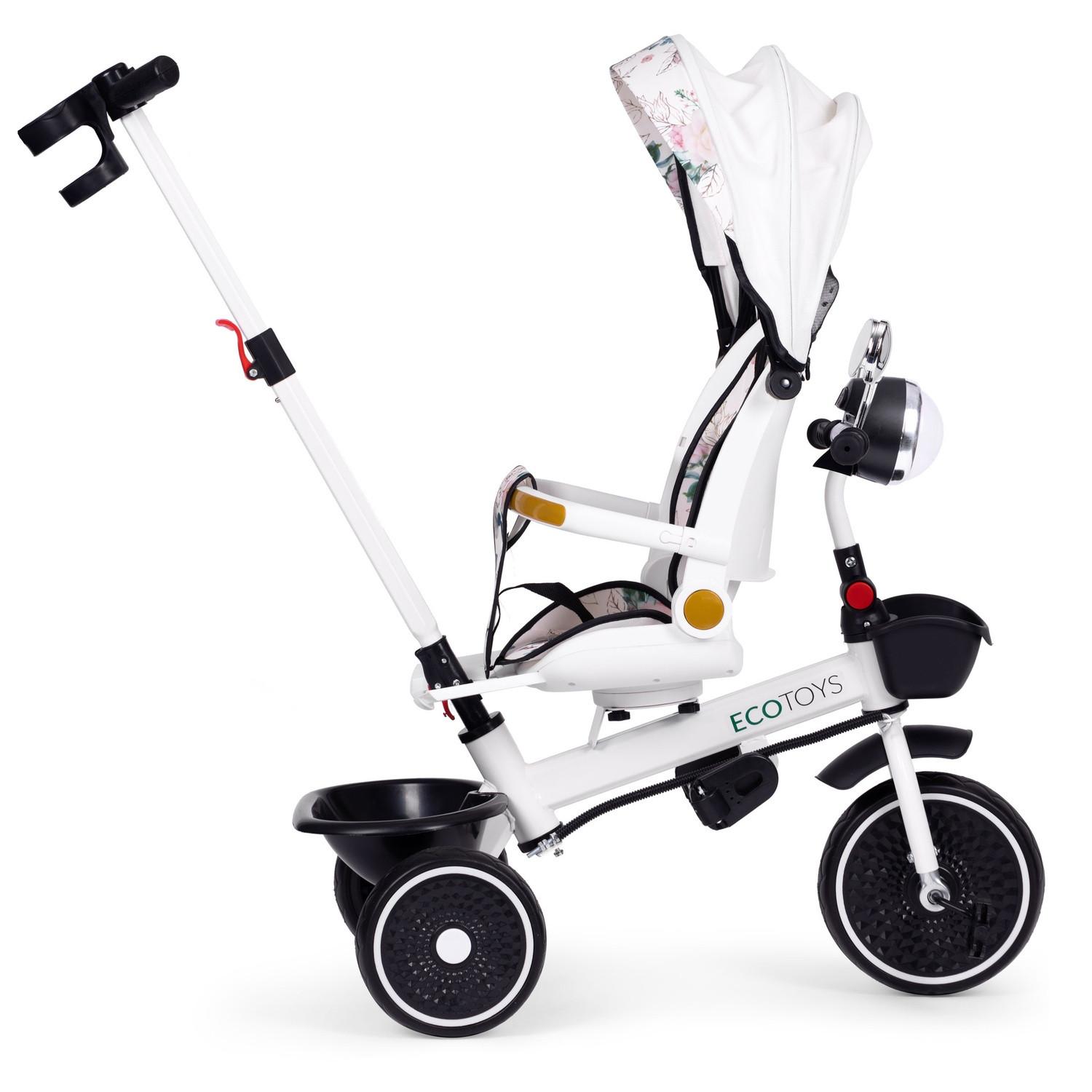 Northix  Poussette tricycle pour enfants avec siège pivotant, poignée de poussée et auvent 