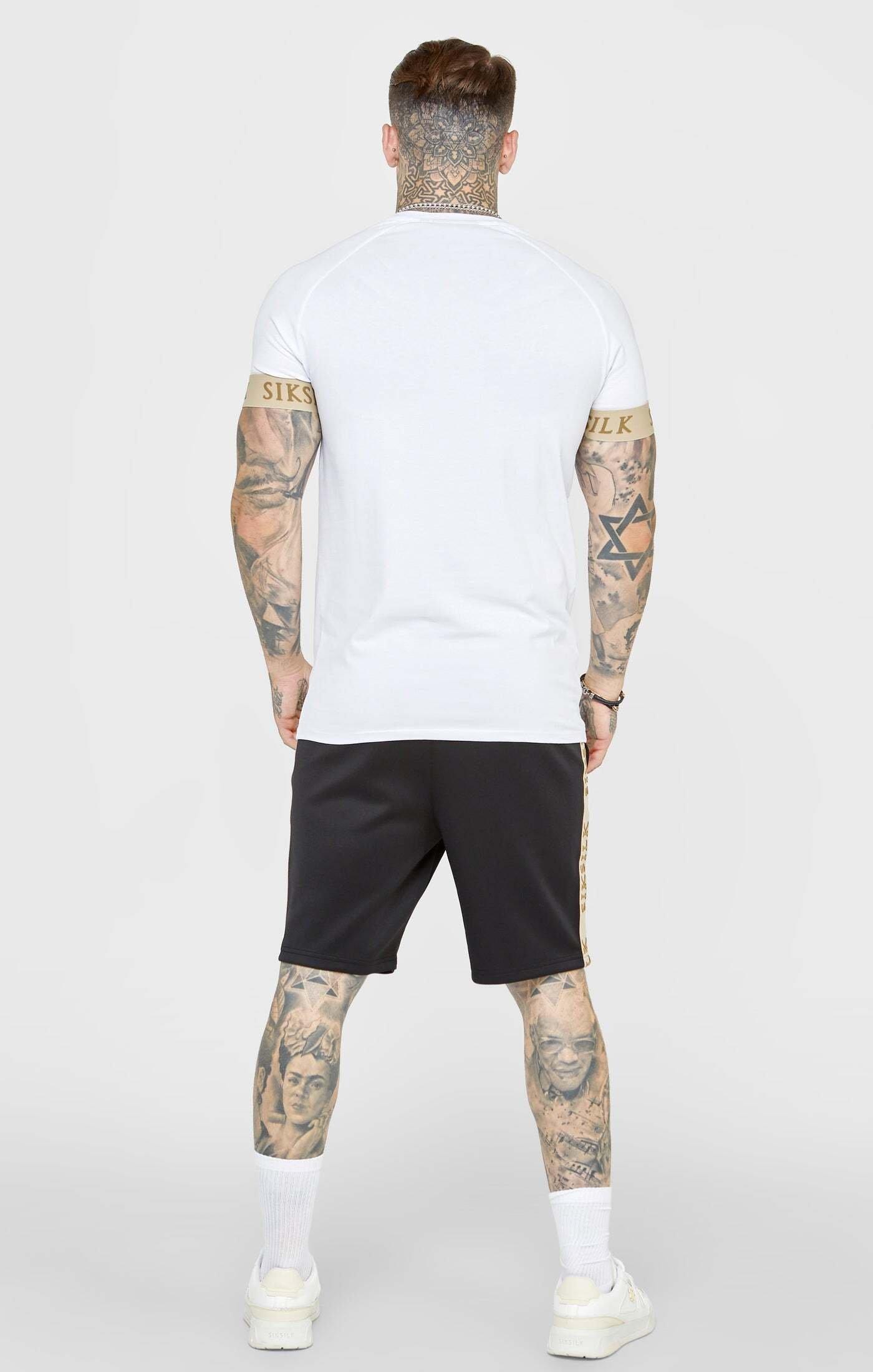 Sik Silk  T-Shirts White Crest Elasticated Cuff T-Shirt 