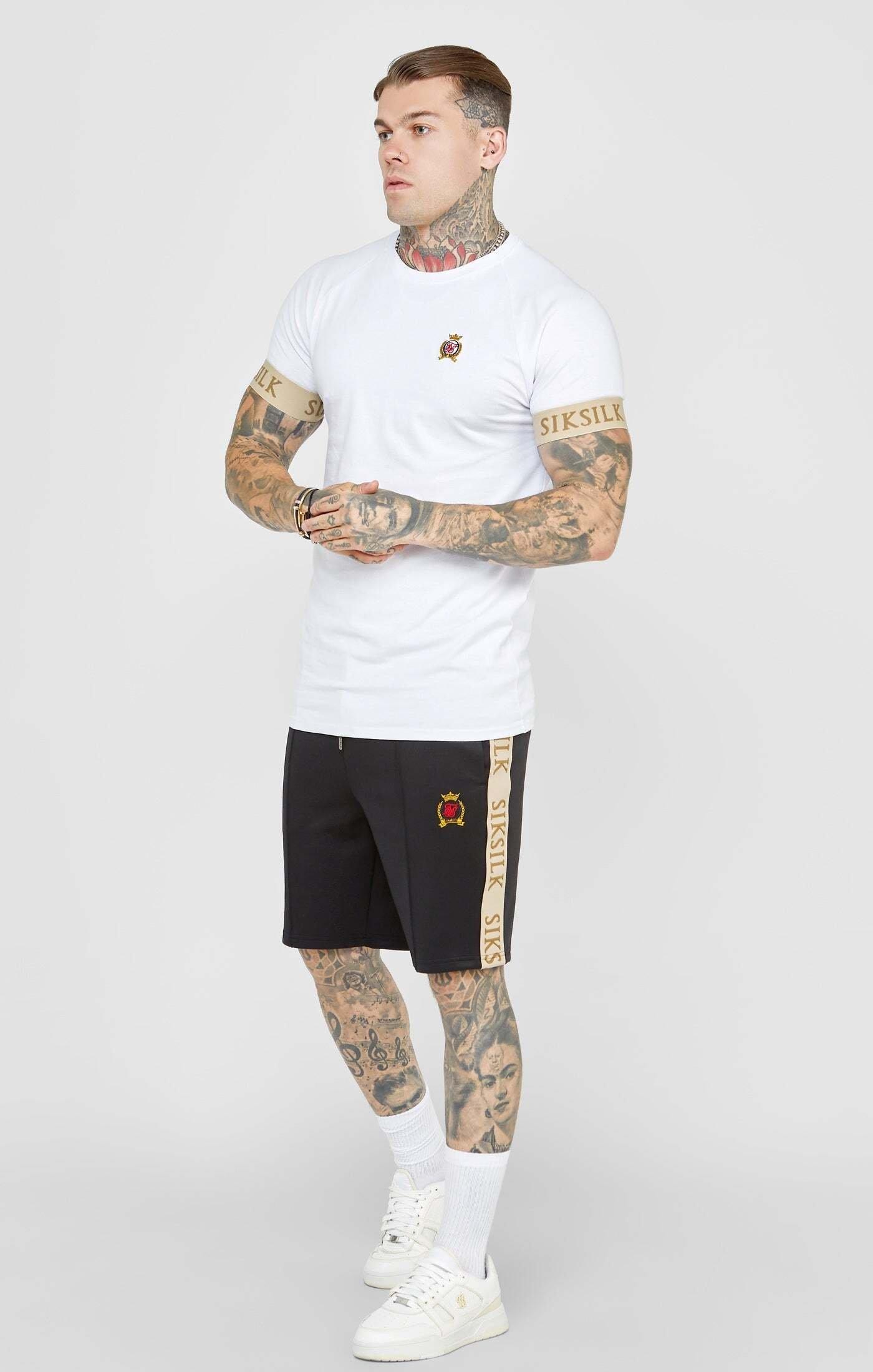 Sik Silk  T-Shirts White Crest Elasticated Cuff T-Shirt 