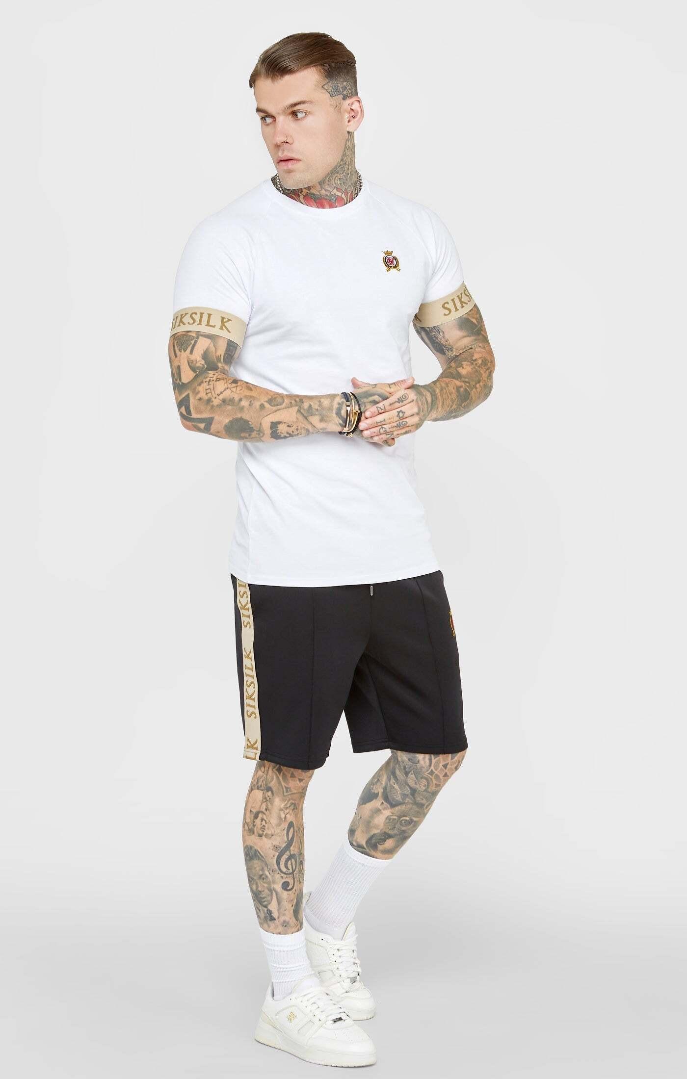 Sik Silk  T-Shirts White Crest Elasticated Cuff T-Shirt 